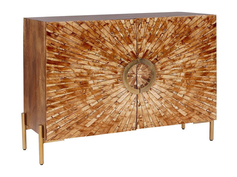 Safari Brown/Gold Bone İnlay Two-Door Cabinet by Crestview at Eve Furniture