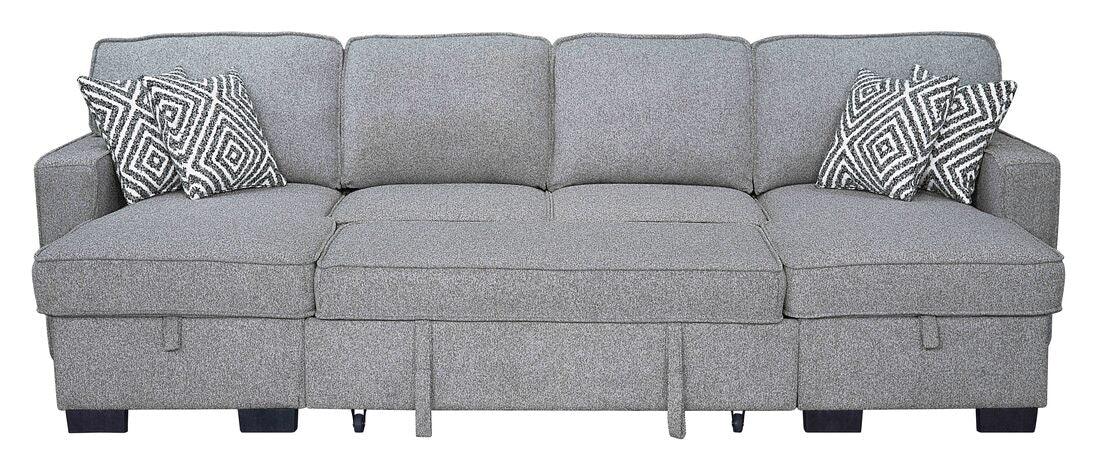 Sahara Gray Double Storage Chaise Sectional w/ Drop Down Cupholders by Happy Homes at Eve Furniture