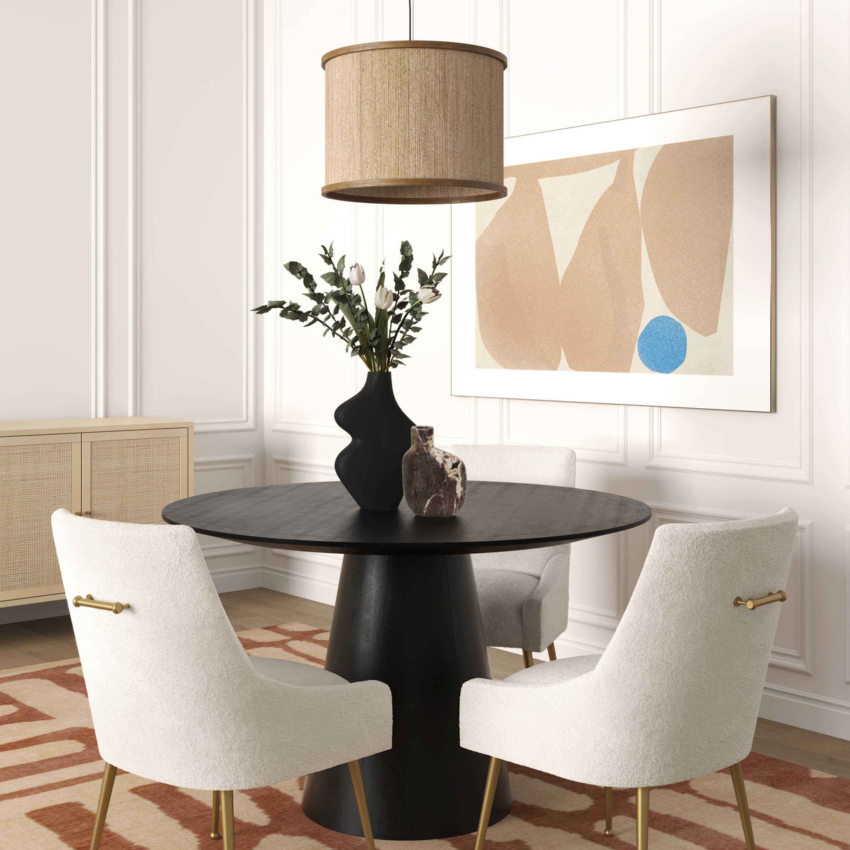 Sahara Round Oak Dining Table (41"-60") by TOV Furniture at Eve Furniture
