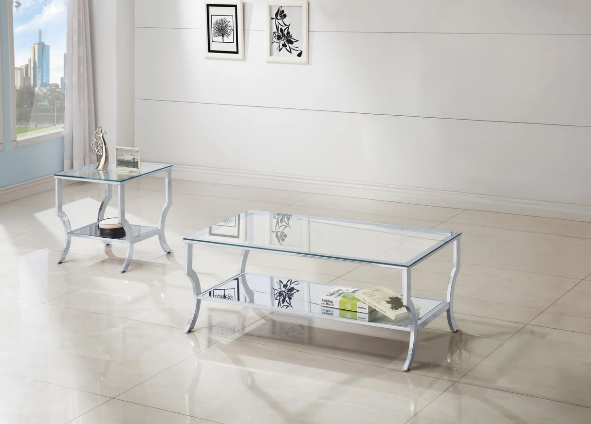 Saide Chrome 2-Piece Glass Top Coffee and End Table Set by Coaster at Eve Furniture