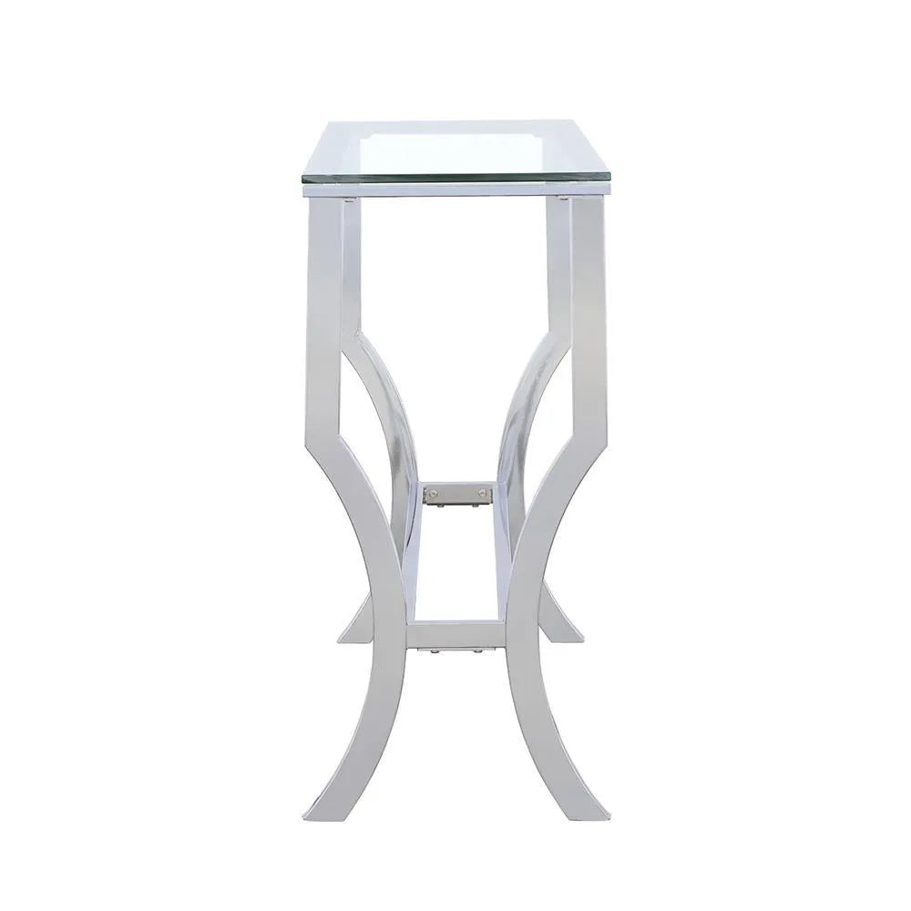 Saide Chrome Rectangular Sofa Table with Mirrored Shelf by Coaster at Eve Furniture