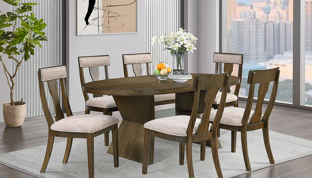 Saige Brown Dining Room Set by Cosmos Furniture at Eve Furniture
