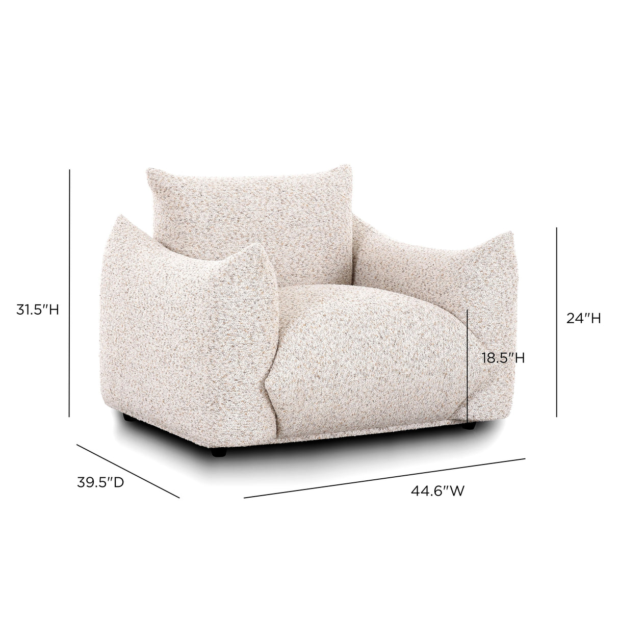 Saint Tropez Nubby Fabric Armchair in Sand by TOV Furniture at Eve Furniture