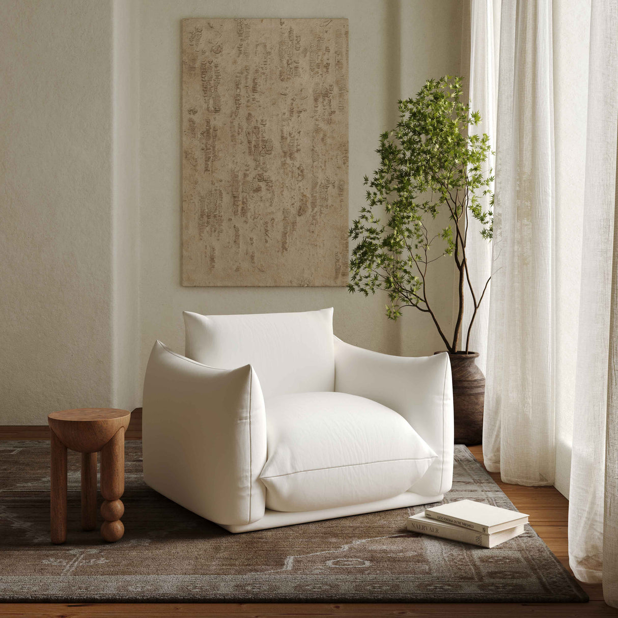 Saint Tropez Pearl Performance Fabric Stuffed Armchair by TOV Furniture at Eve Furniture
