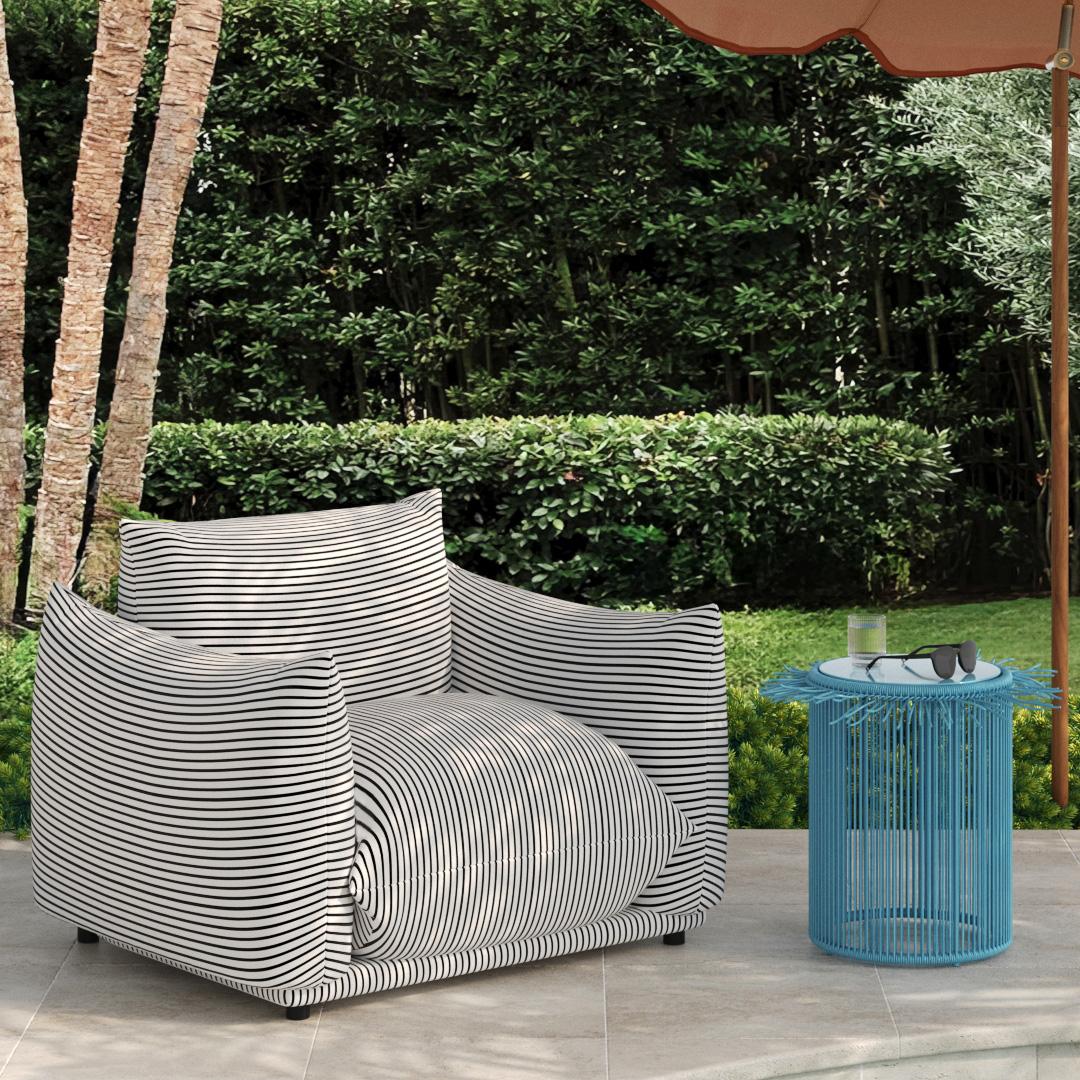 Saint Tropez Striped Stuffed Indoor / Outdoor Armchair by TOV Furniture at Eve Furniture