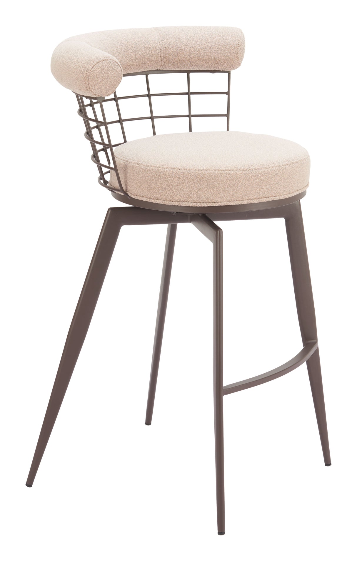 Saku Beige & Brown Swivel Barstool by Zuomod at Eve Furniture