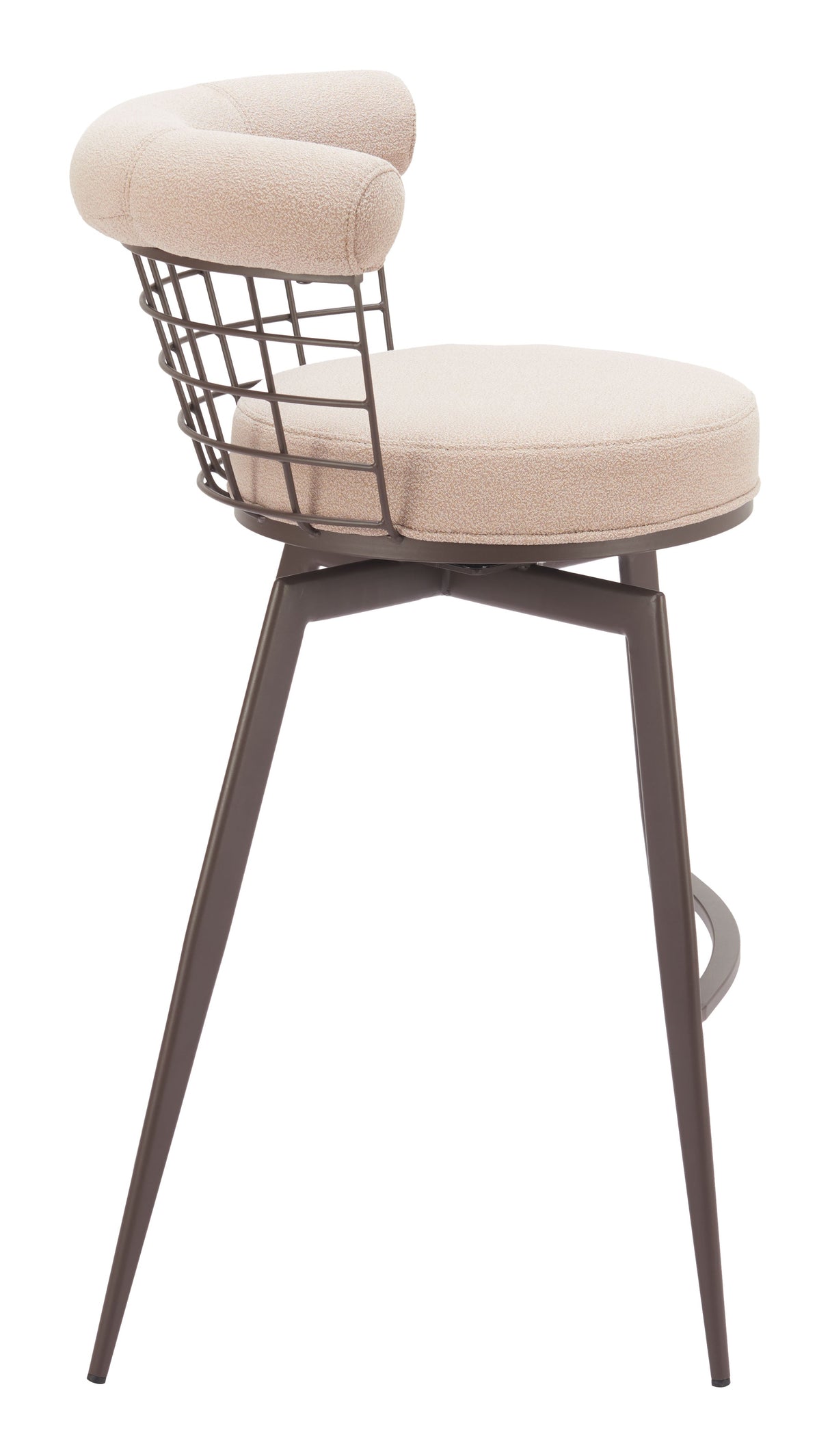 Saku Beige & Brown Swivel Barstool by Zuomod at Eve Furniture
