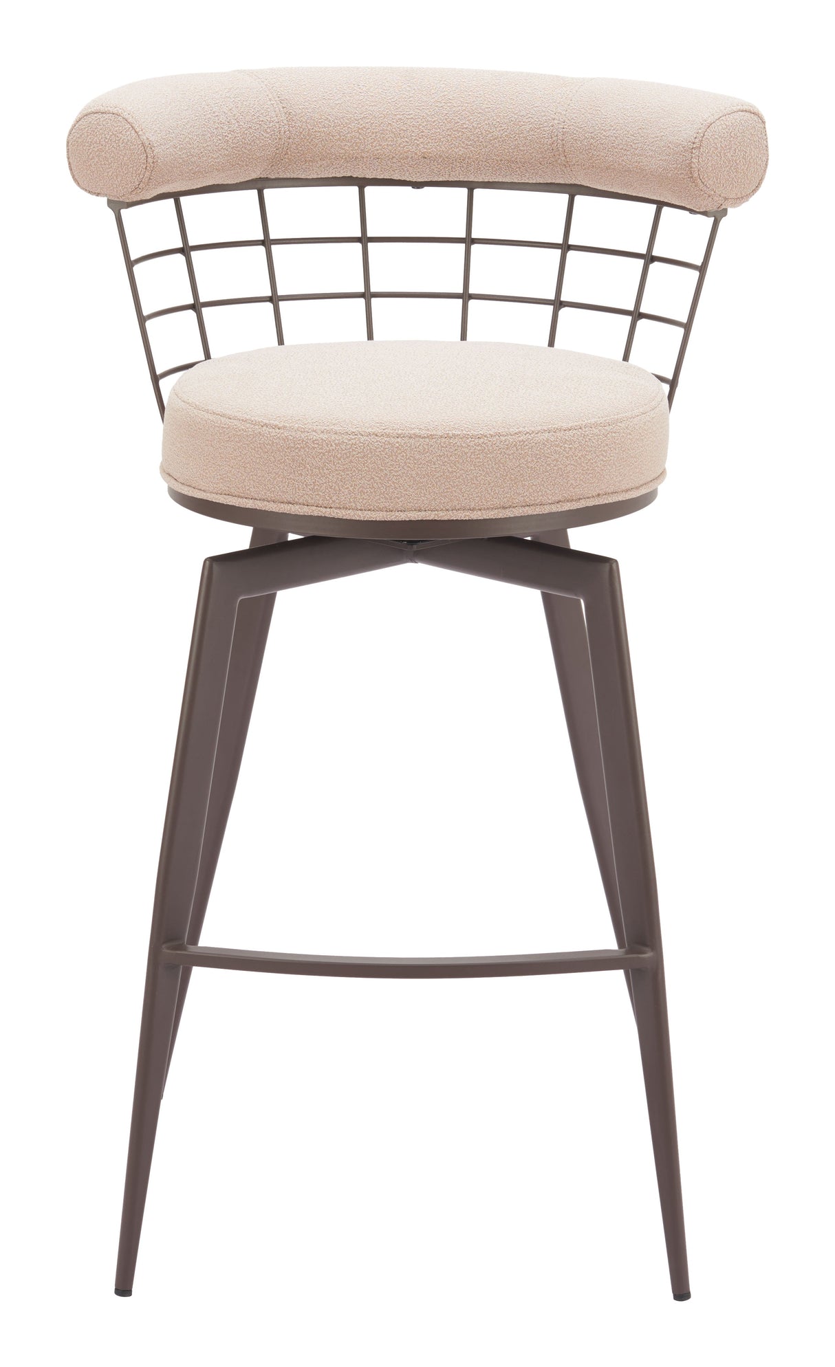 Saku Beige & Brown Swivel Barstool by Zuomod at Eve Furniture
