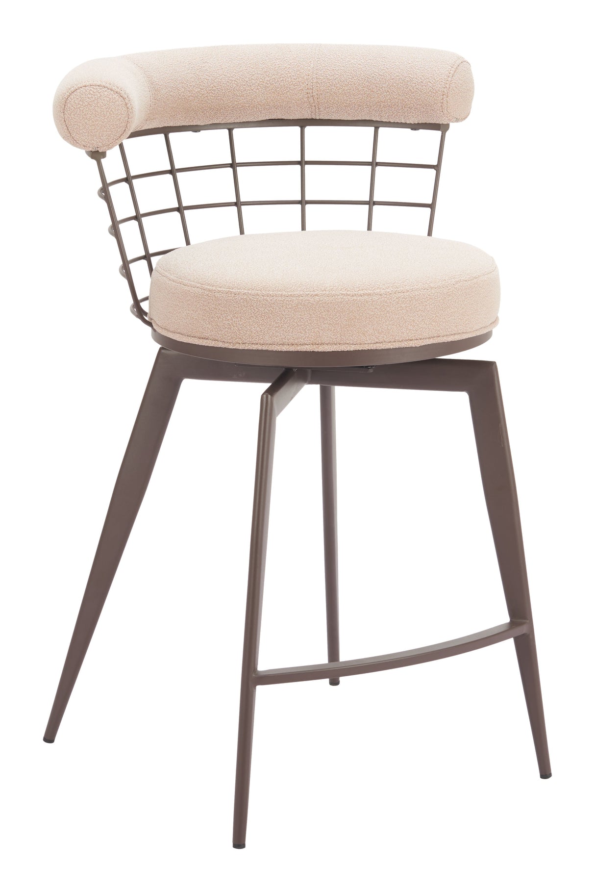 Saku Beige & Brown Swivel Counter Stool by Zuomod at Eve Furniture