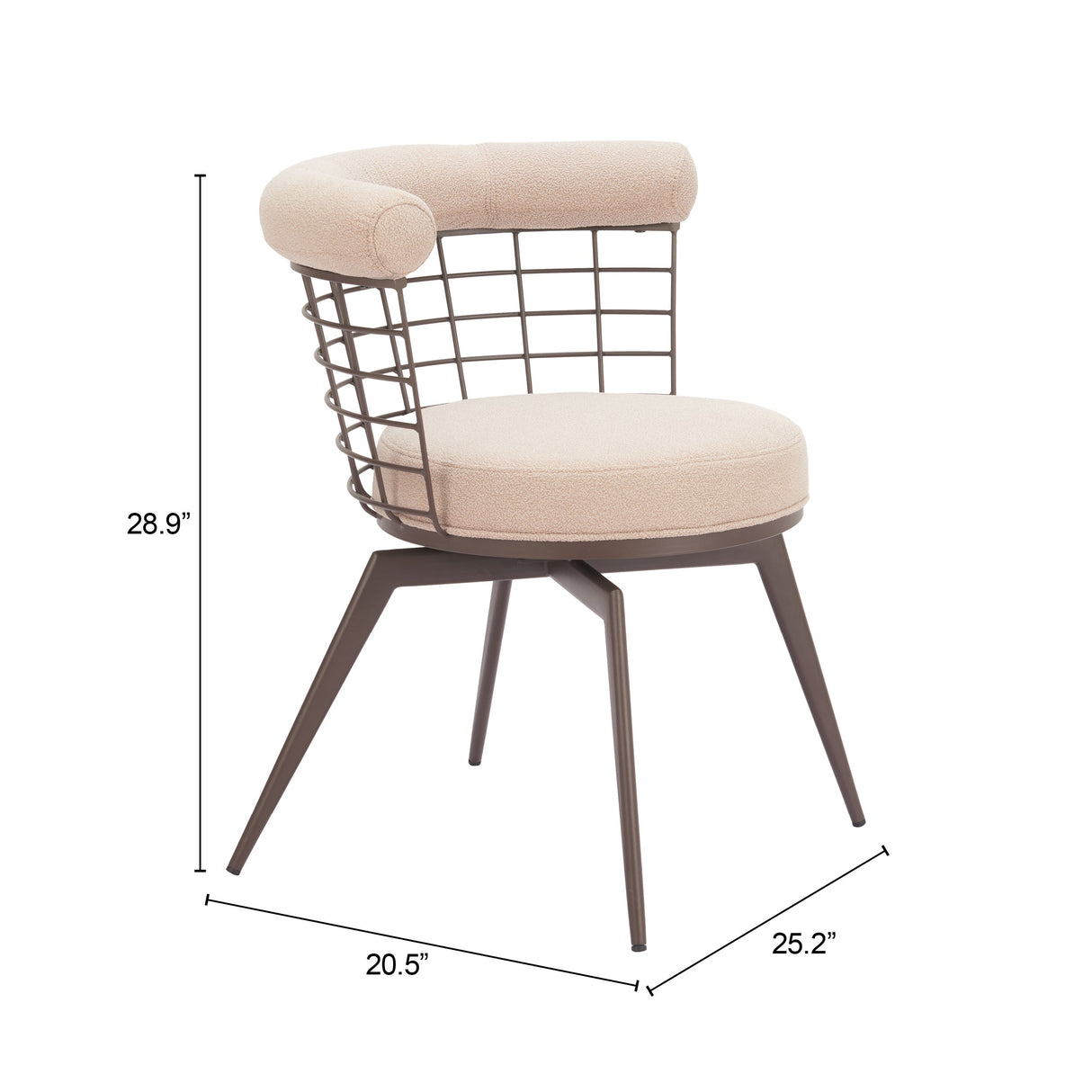 Saku Beige & Brown Swivel Dining Chair by Zuomod at Eve Furniture