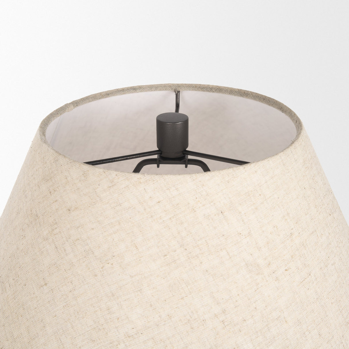 Salaah Black Brushed Metal w/ Beige Shade Table Lamp by Mercana at Eve Furniture