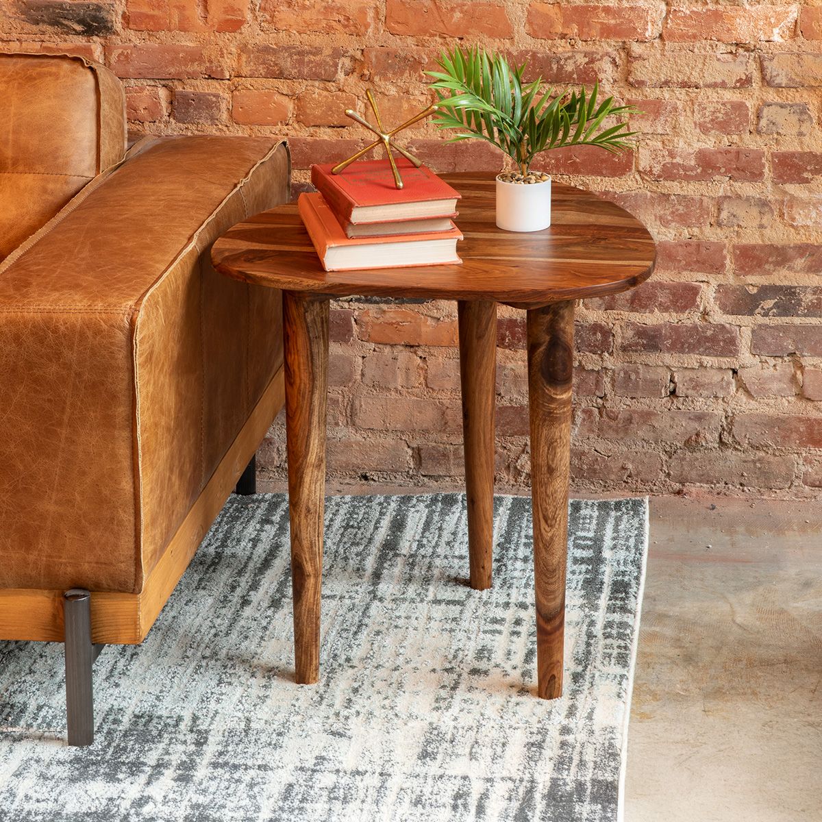 Salem 23" Side Table in Natural Sheesham Wood by Home Trends & Design at Eve Furniture