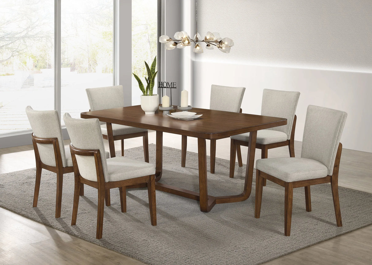 Salerno Beige and Brown Dining Set by Crown Mark at Eve Furniture