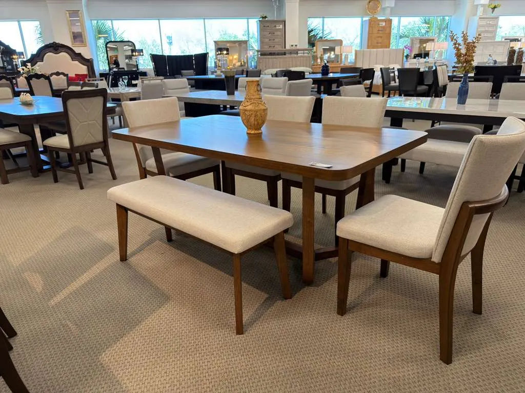 Salerno Beige and Brown Dining Set by Crown Mark at Eve Furniture