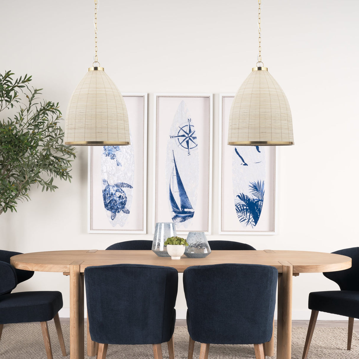 Saliha Cane w/ Brass Metal Pendant Light by Mercana at Eve Furniture