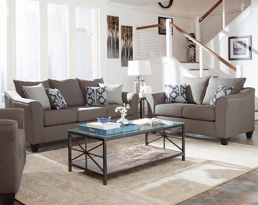 Salizar 2-piece Upholstered Flared Arm Sofa Set Grey by Coaster at Eve Furniture
