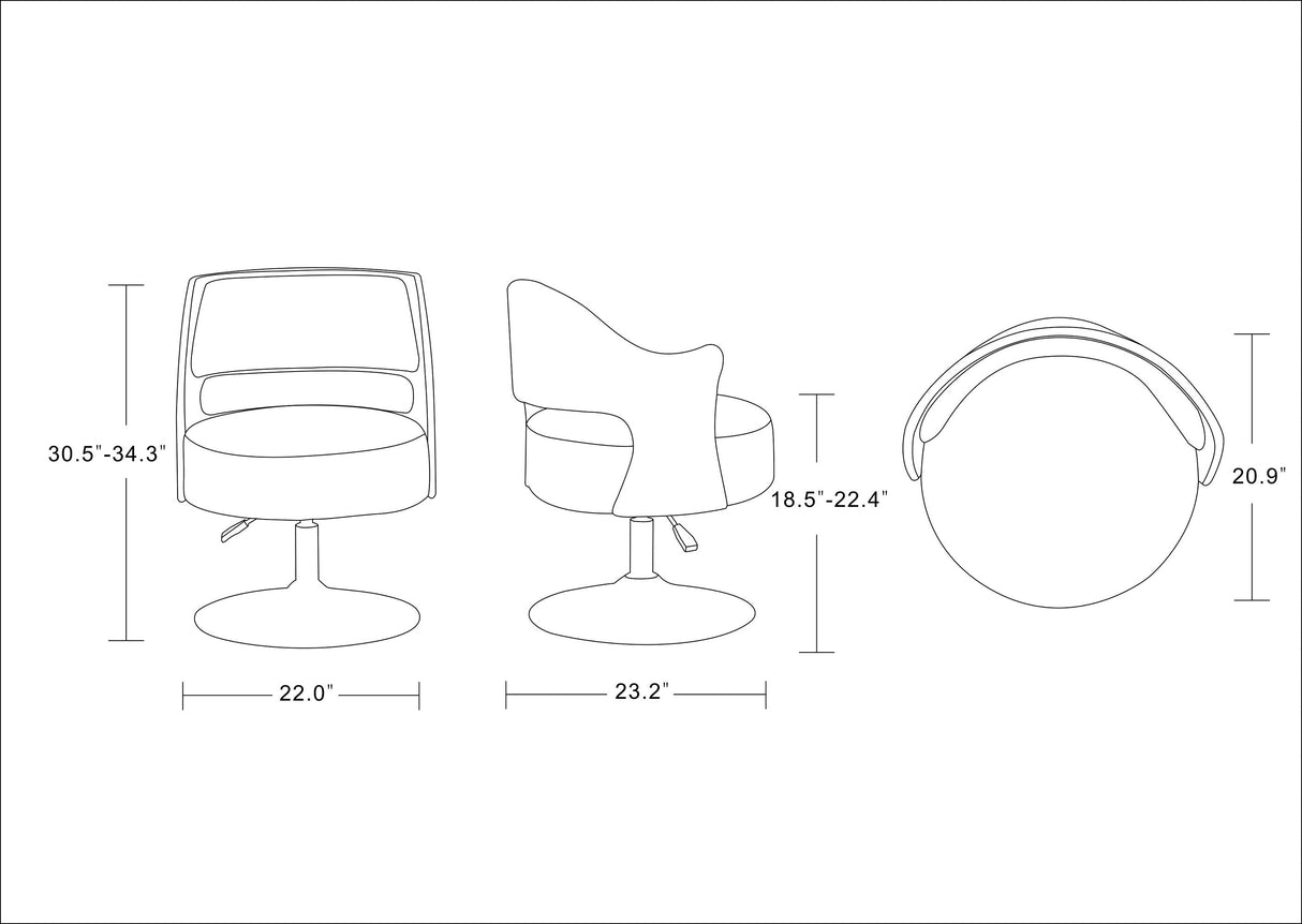 Salon Adjustable Height Swivel Accent Chair in White and Polished Chrome (set of 2) by Manhattan Comfort at Eve Furniture