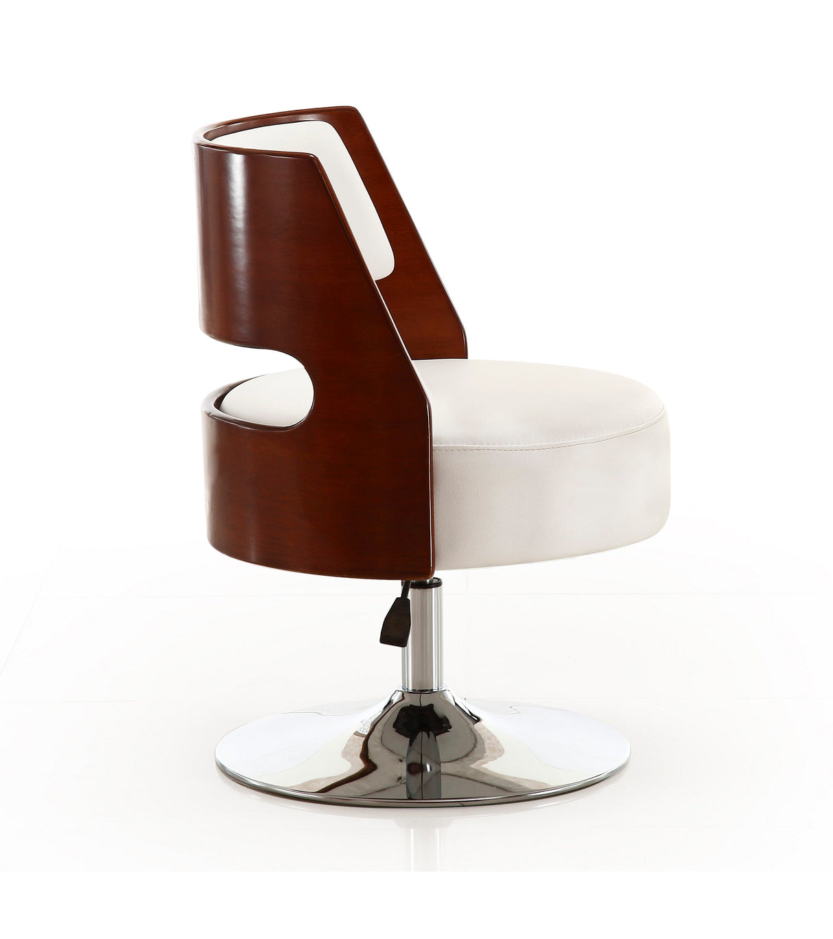 Salon Adjustable Height Swivel Accent Chair in White and Polished Chrome (set of 2) by Manhattan Comfort at Eve Furniture