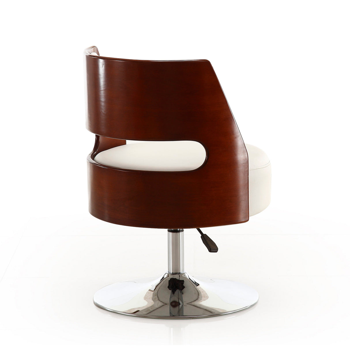 Salon Adjustable Height Swivel Accent Chair in White and Polished Chrome (set of 2) by Manhattan Comfort at Eve Furniture