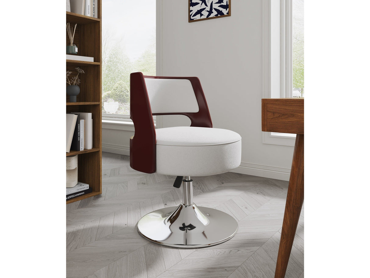 Salon Adjustable Height Swivel Accent Chair in White and Polished Chrome (set of 2) by Manhattan Comfort at Eve Furniture