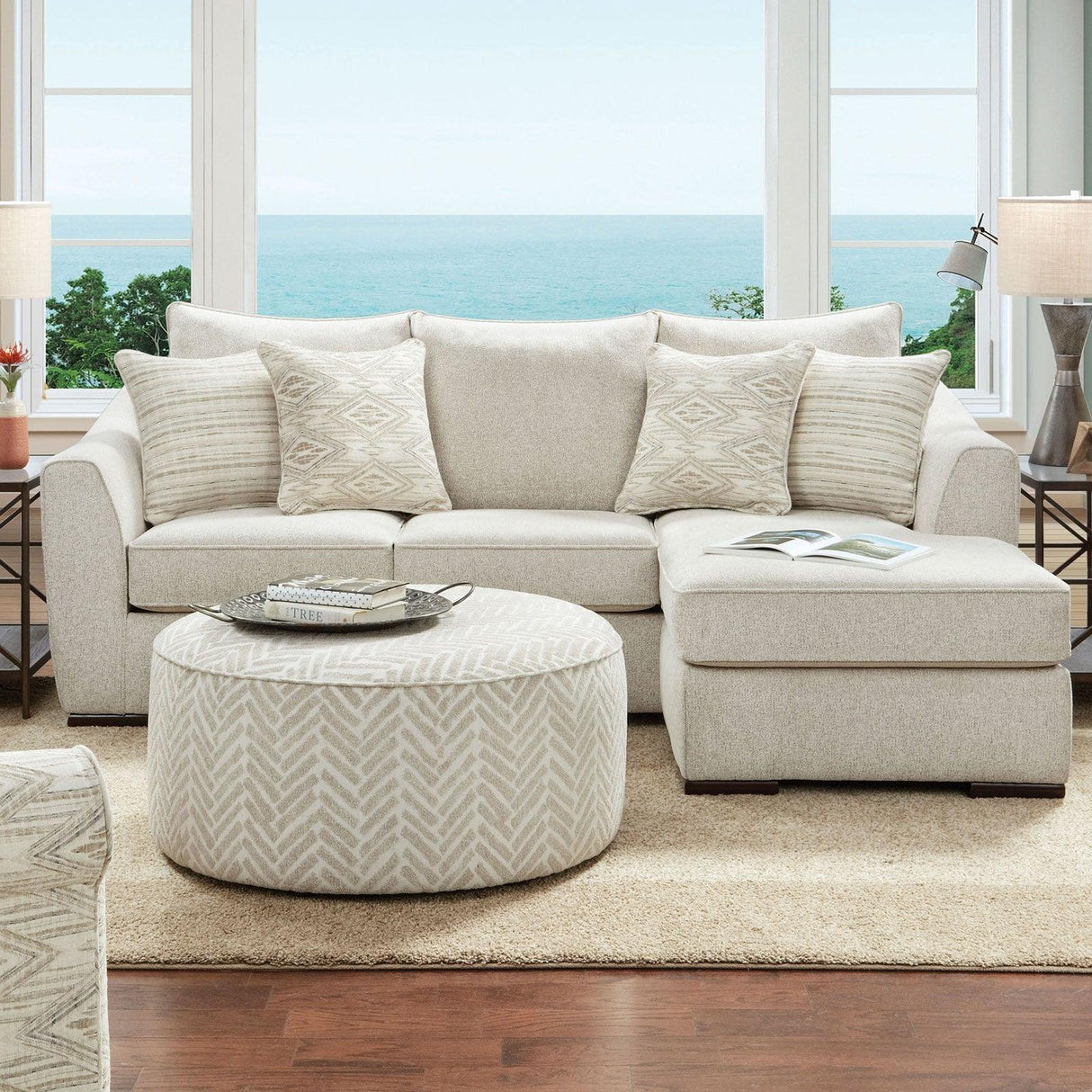 Saltney Ivory Sectional by Furniture of America at Eve Furniture