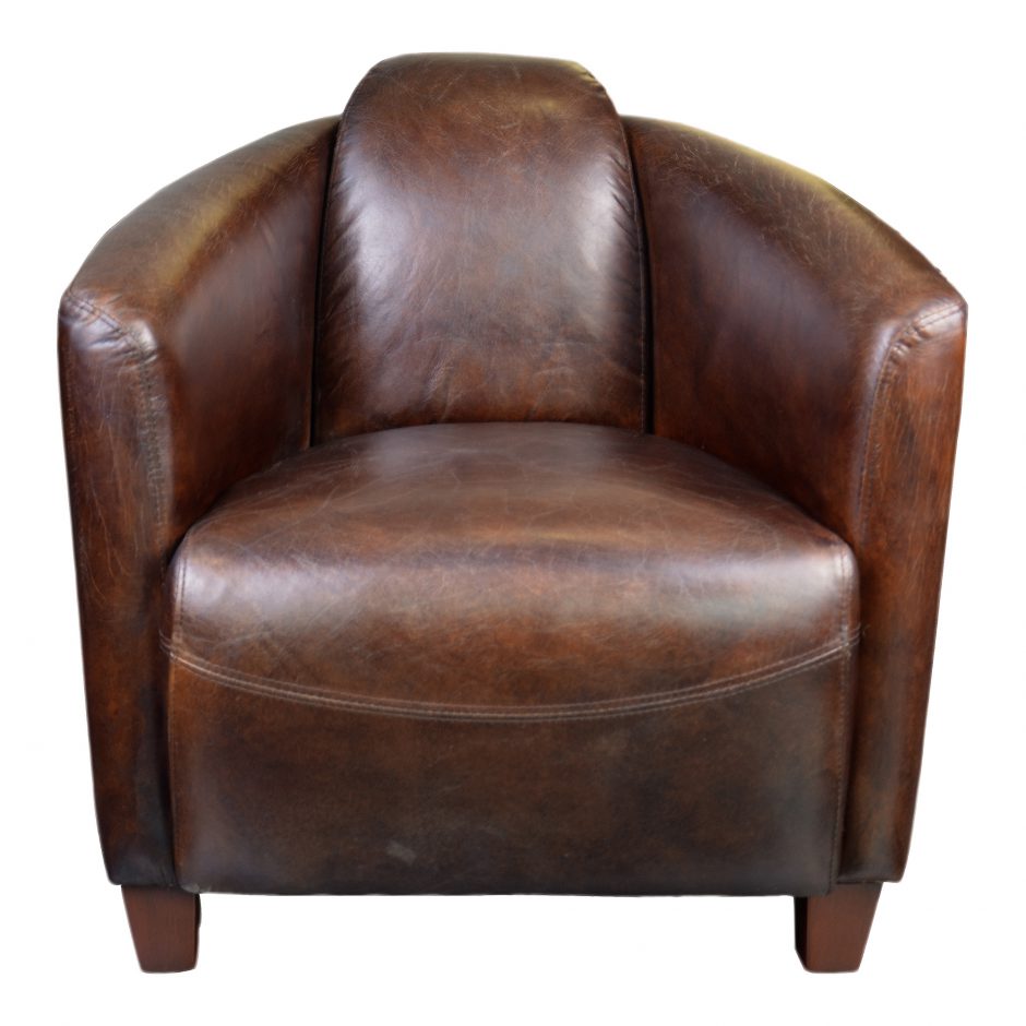 Salzburg Club Chair Dark Brown Leather by Moe's Home at Eve Furniture