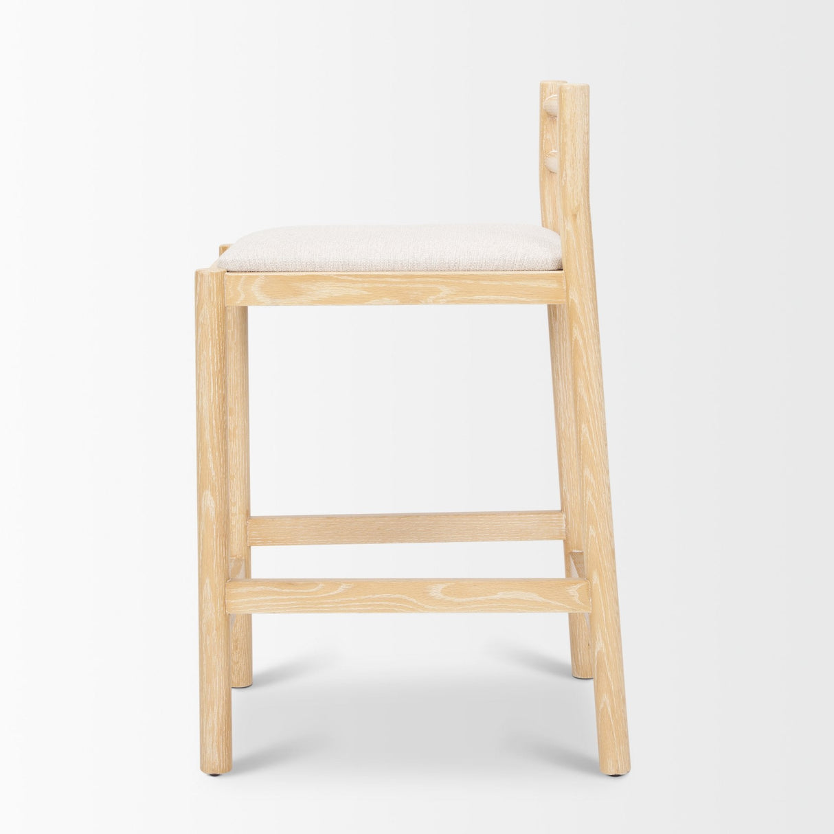 Sam Counter Stool W/ Light Brown Wood Frame and Beige Upholstered Seat by Mercana at Eve Furniture