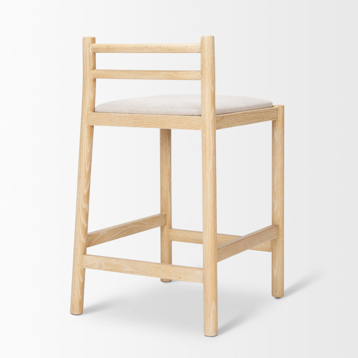 Sam Counter Stool W/ Light Brown Wood Frame and Beige Upholstered Seat by Mercana at Eve Furniture