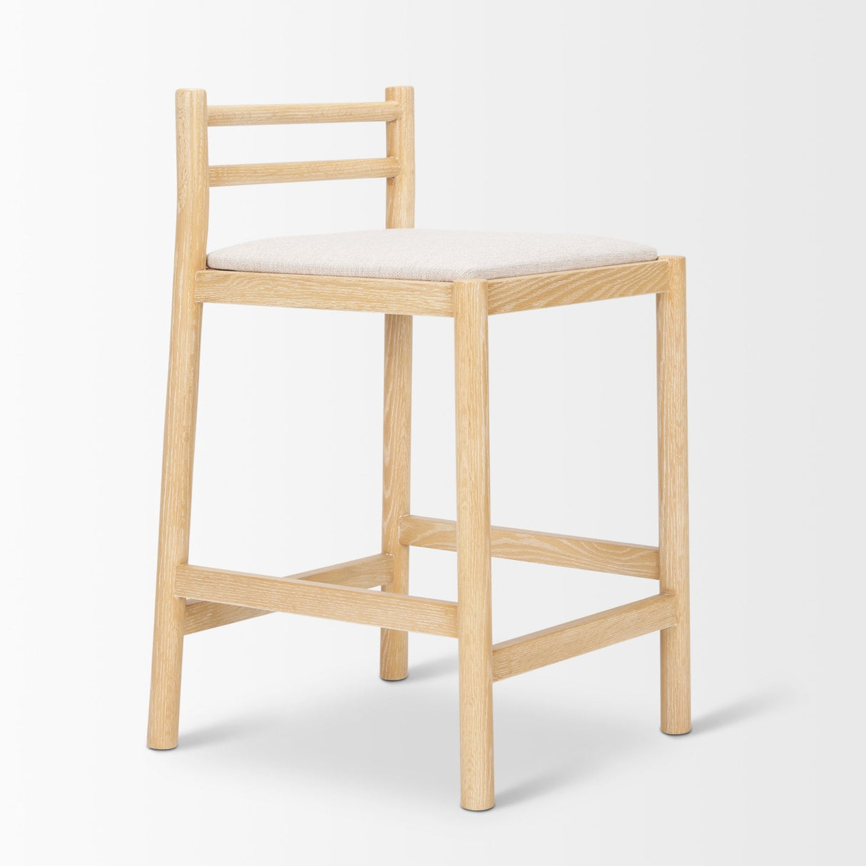 Sam Counter Stool W/ Light Brown Wood Frame and Beige Upholstered Seat by Mercana at Eve Furniture