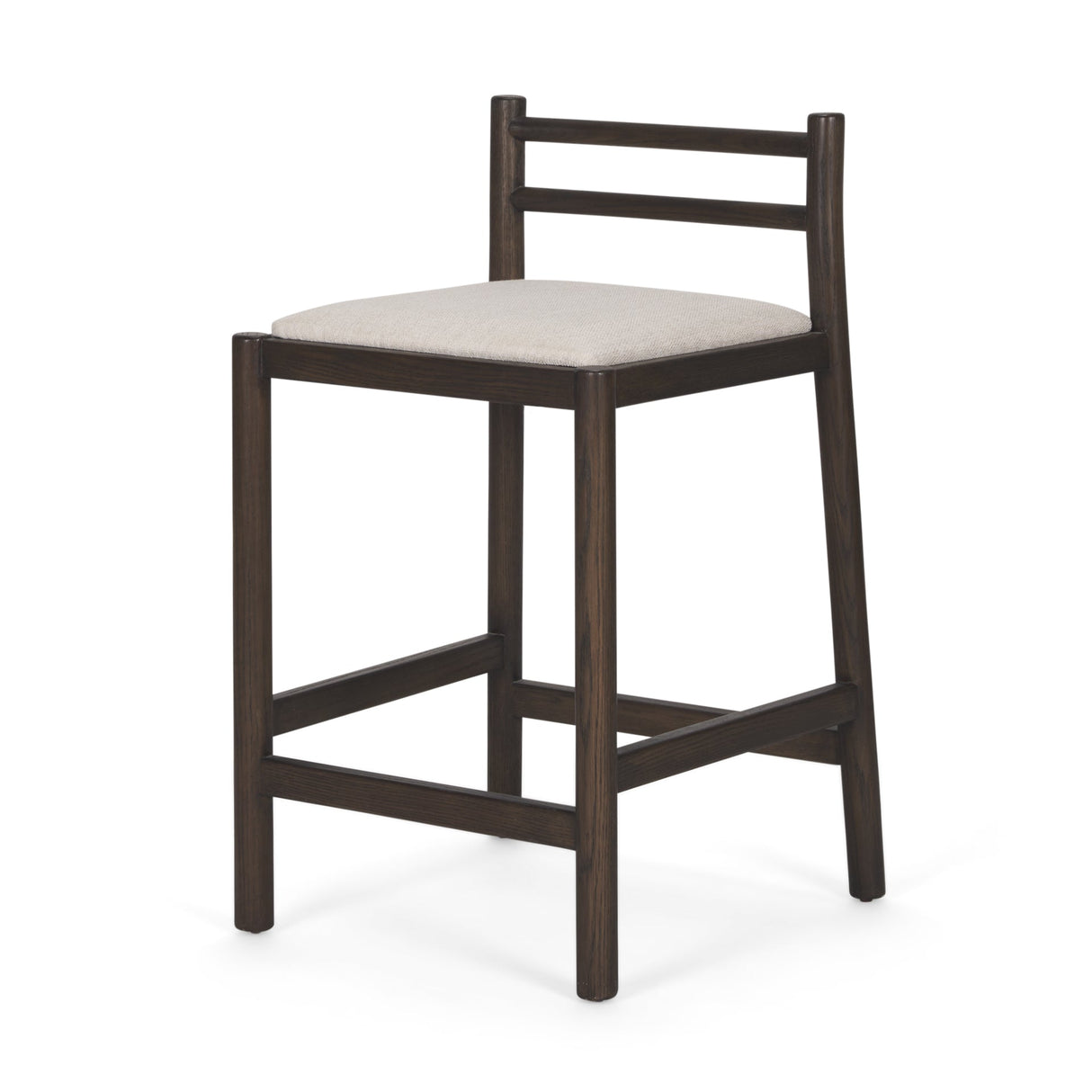 Sam Dark Brown Wood w/ Cream Fabric Counter Stool by Mercana at Eve Furniture