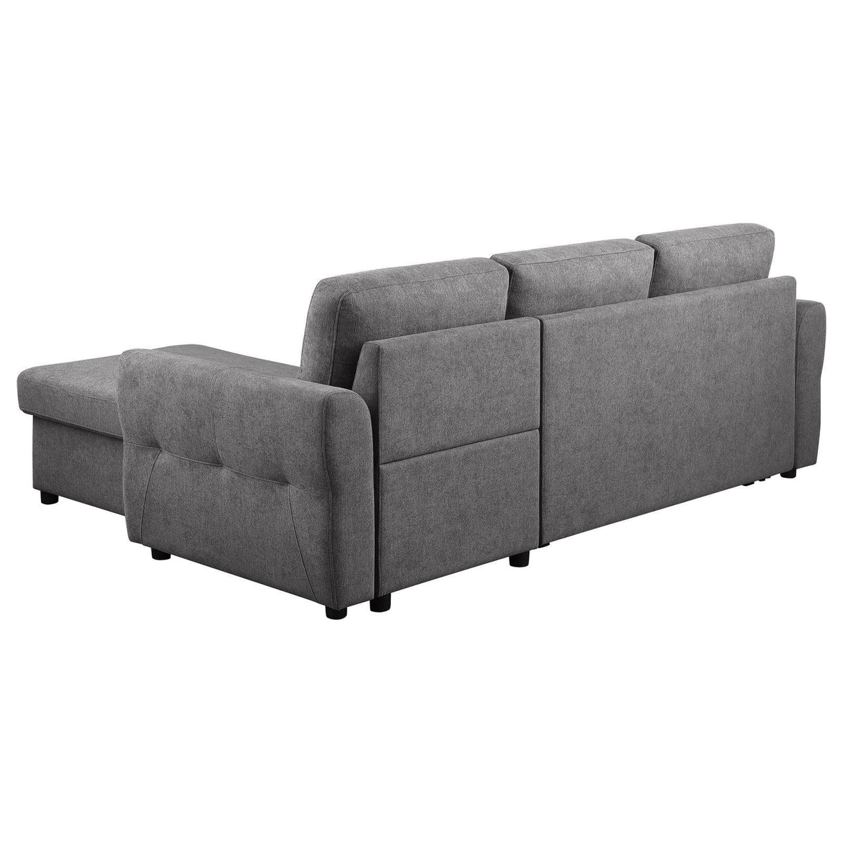Samantha Grey Upholstered Sleeper Sofa Sectional with Storage Chaise by Coaster at Eve Furniture