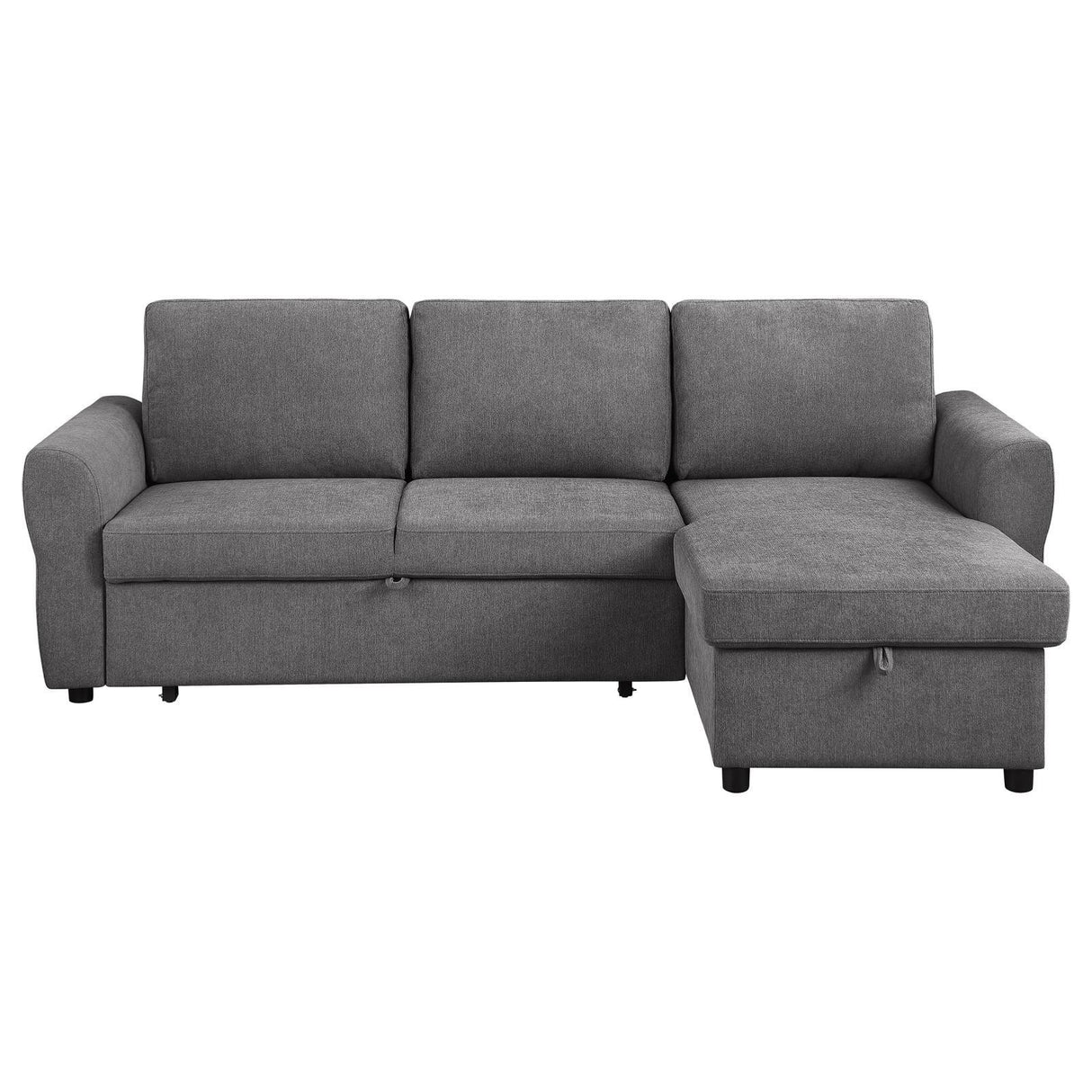 Samantha Grey Upholstered Sleeper Sofa Sectional with Storage Chaise by Coaster at Eve Furniture
