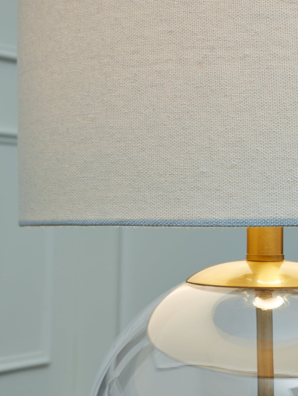 Samder 2-Piece Table Lamp Set in Clear/Brass Finish by Ashley at Eve Furniture