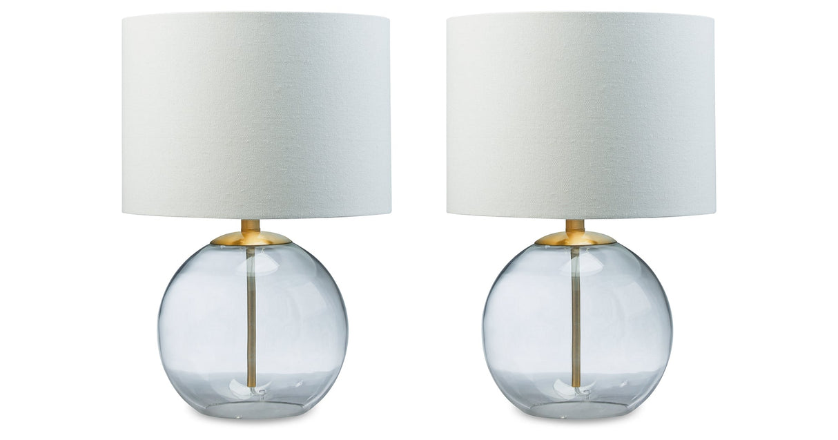 Samder 2-Piece Table Lamp Set in Clear/Brass Finish by Ashley at Eve Furniture