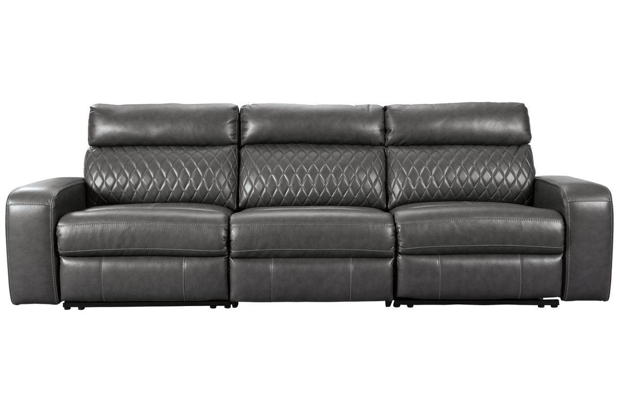 Samperstone Gray 3-Piece Power Reclining Sofa by Ashley at Eve Furniture