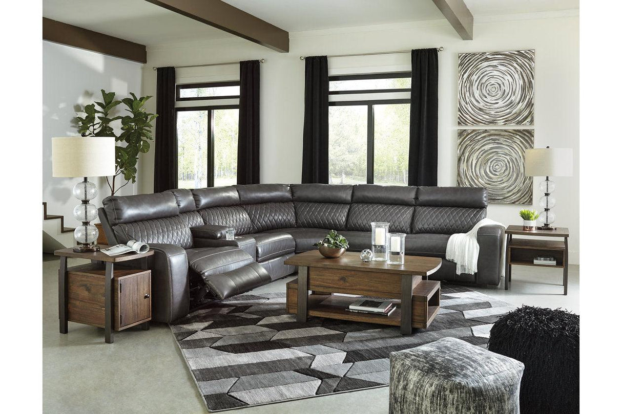 Samperstone Gray 6-Piece Power Reclining Modular Sectional by Ashley at Eve Furniture