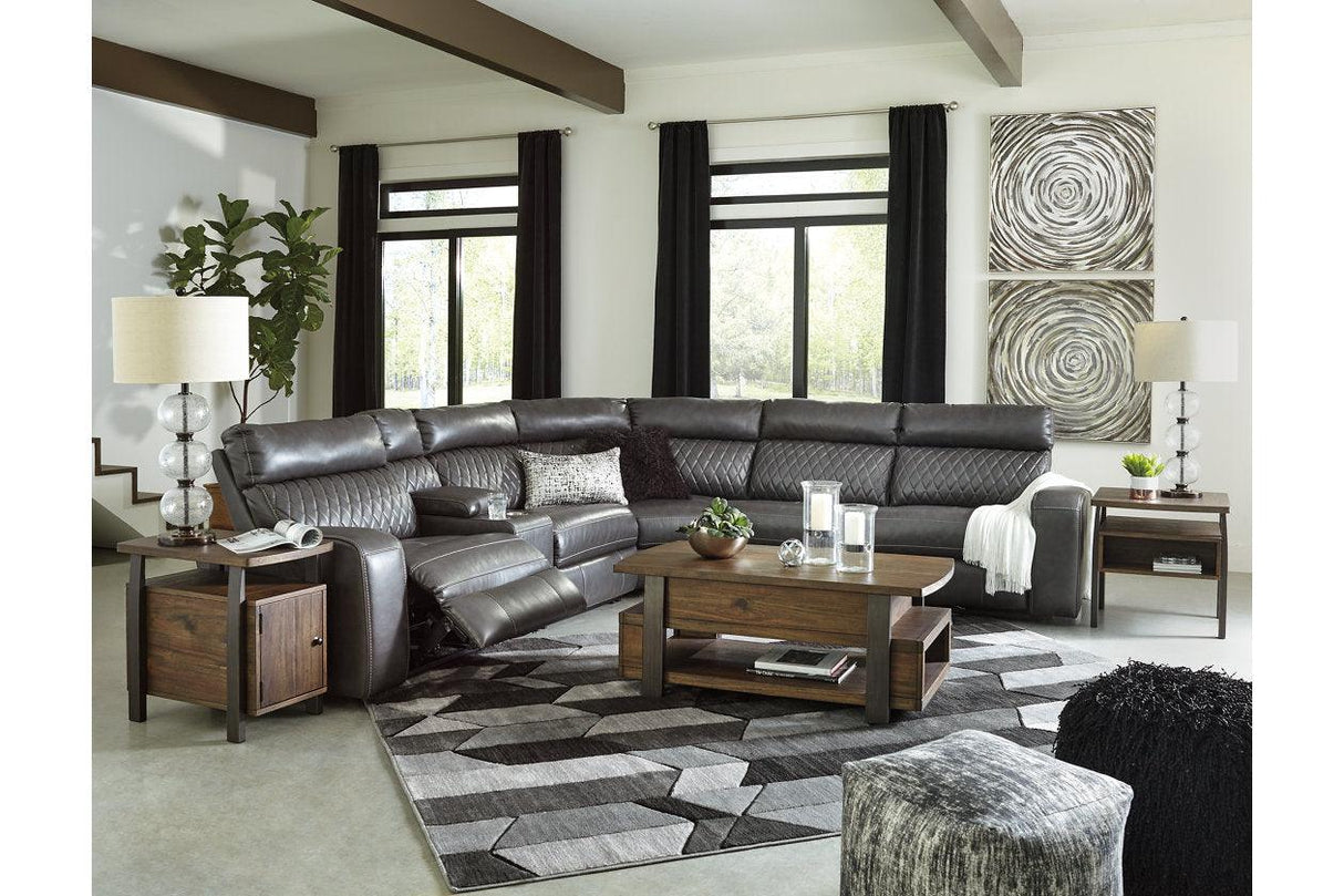 Samperstone Gray 6-Piece Power Reclining Modular Sectional by Ashley at Eve Furniture