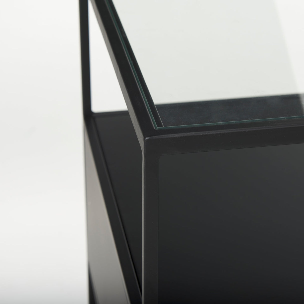 Samson Side Table Matte Black Metal and Glass by Mercana at Eve Furniture