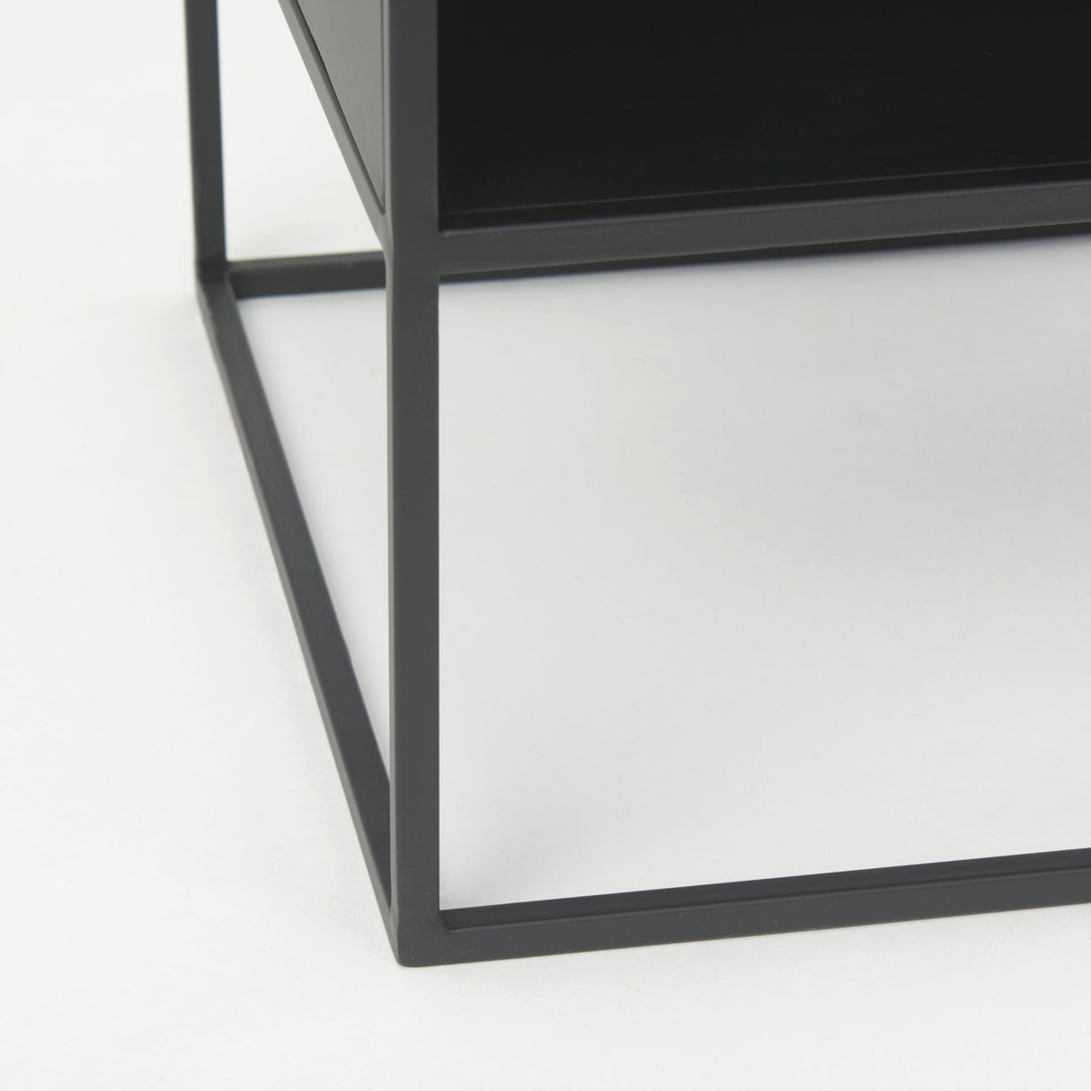Samson Side Table Matte Black Metal and Glass by Mercana at Eve Furniture