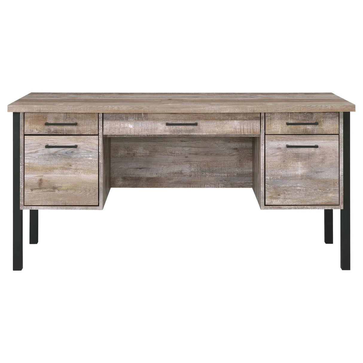 Samson Weathered Oak 4-Drawer Office Desk by Coaster at Eve Furniture