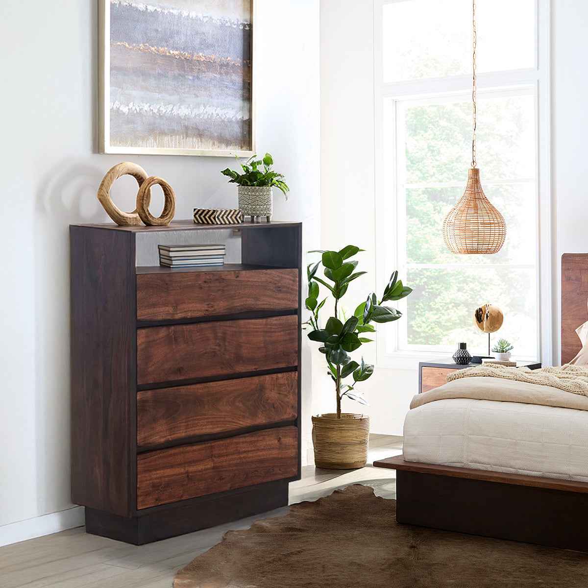 San Marino 34" Wide Tall Chest in Raw Walnut by Home Trends & Design at Eve Furniture