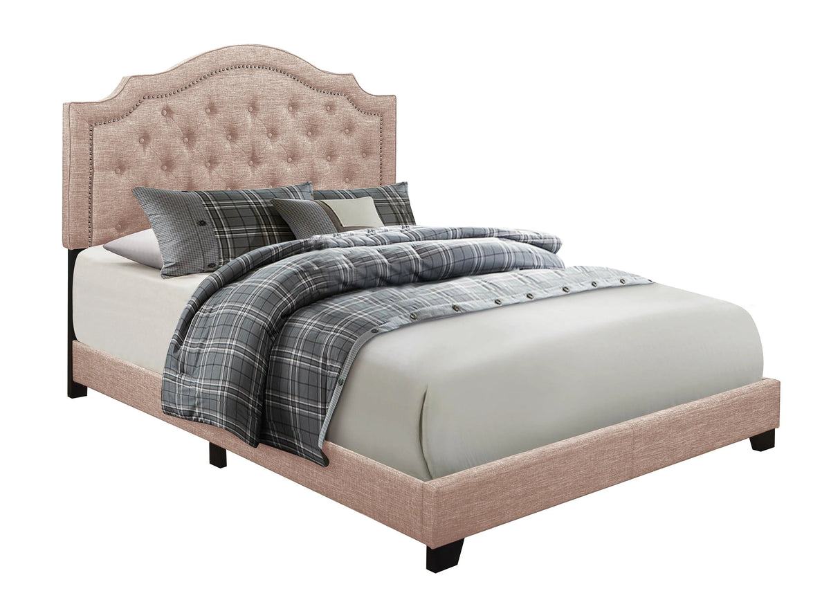 Sandy Beige Queen Upholstered Bed by Homelegance at Eve Furniture