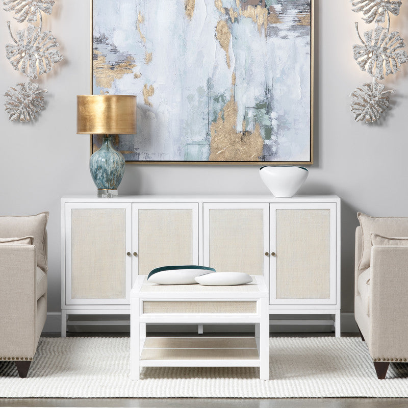 Sandy Shores White/Cream Four-Door Sideboard by Crestview at Eve Furniture