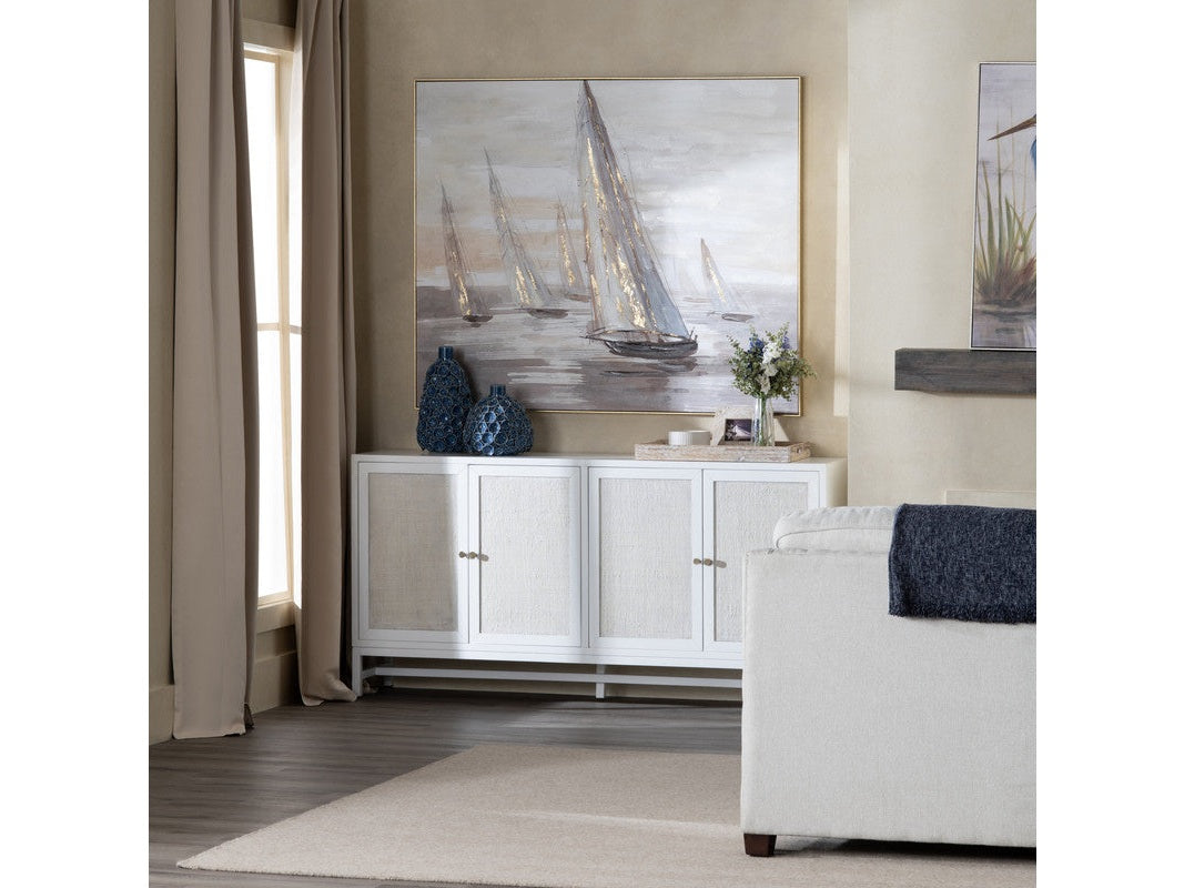 Sandy Shores White/Cream Four-Door Sideboard by Crestview at Eve Furniture