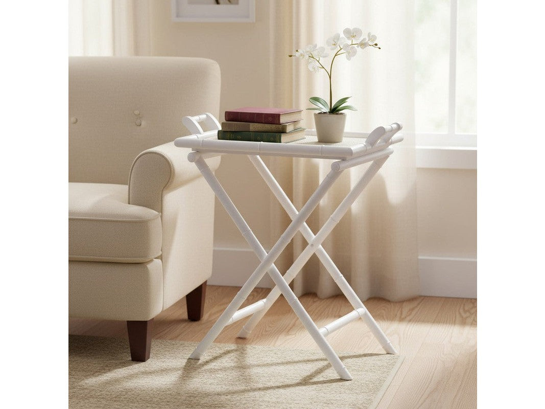 Sandy Shores White/Tan Tray Table by Crestview at Eve Furniture