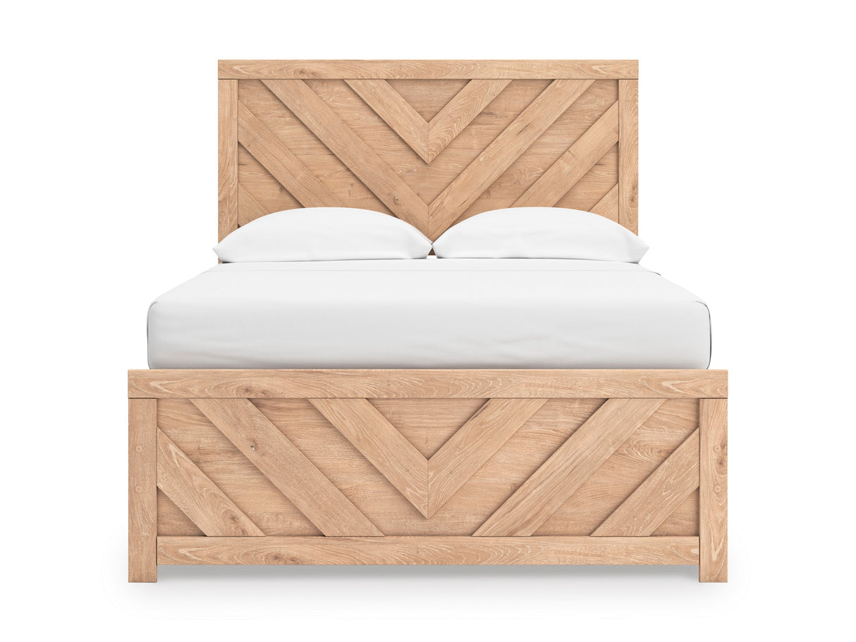 Sanginlane Tan Crossbuck Full Panel Bed by Ashley at Eve Furniture