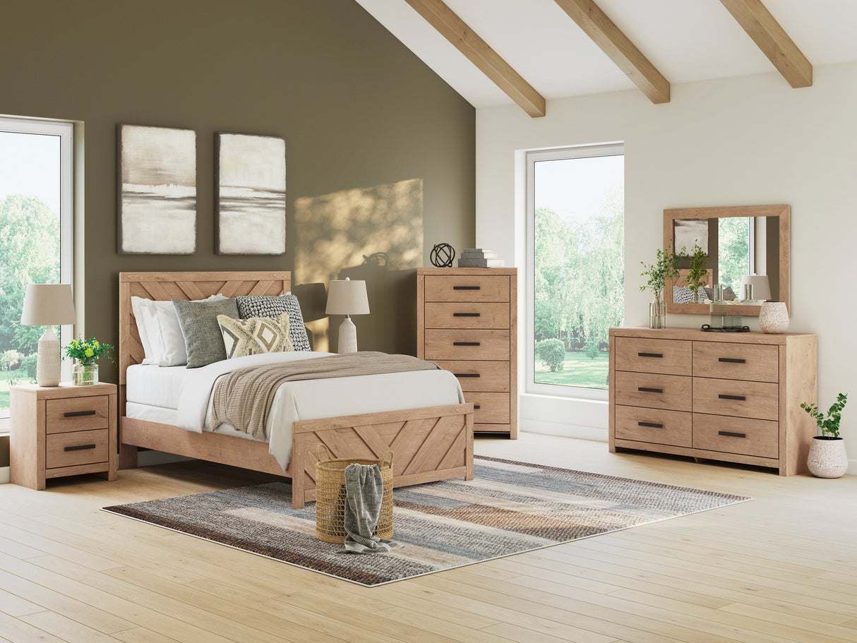 Sanginlane Tan Crossbuck Youth Panel Bedroom Set by Ashley at Eve Furniture