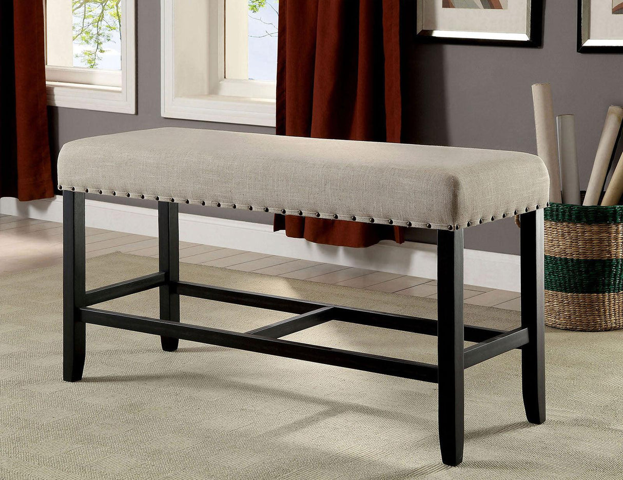 Sania Antique Black/Beige Counter Ht. Bench by Furniture of America at Eve Furniture
