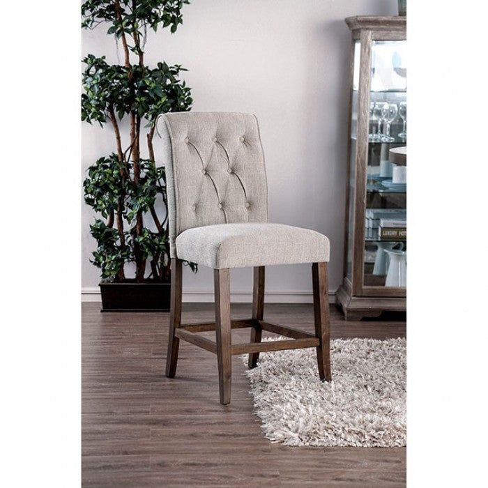 Sania Beig/Rustic Oak Counter Height Chair Set of 2 by Furniture of America at Eve Furniture
