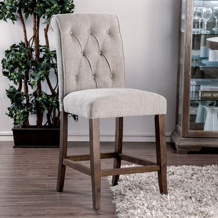 Sania Beig/Rustic Oak Counter Height Chair Set of 2 by Furniture of America at Eve Furniture